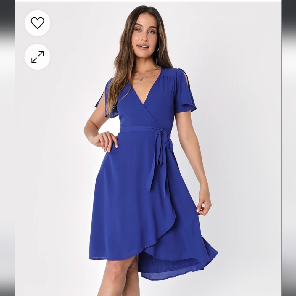 Lulu's Rise to the Occasion Royal Blue Wrap Dress